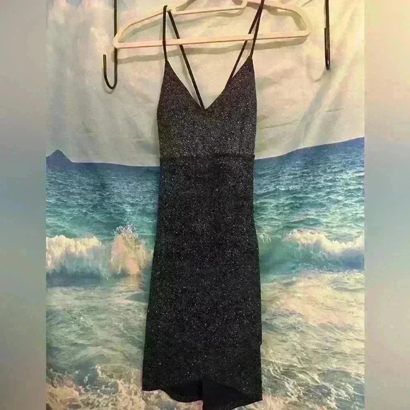 BLUE Lovely Day Sparkly Tight Spaghetti Strap Dress - Picture 15 of 15